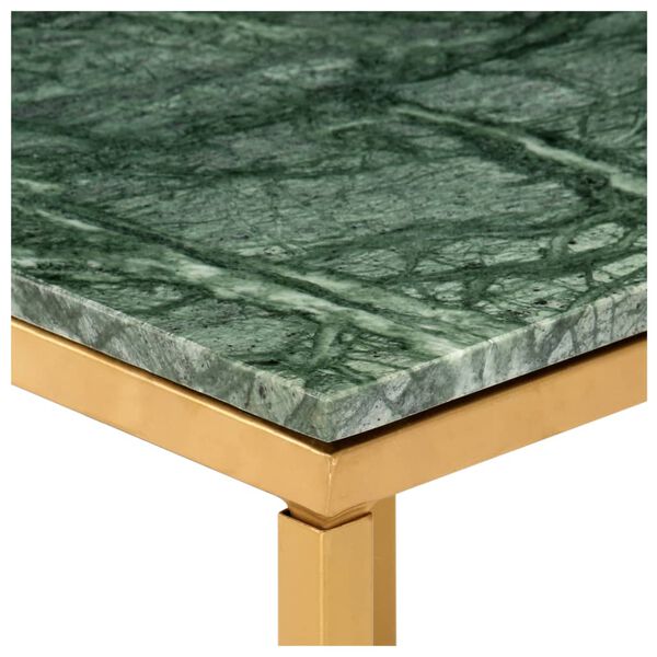 vidaXL Mesa de centro piedra real textura de m&aacute;rmol verde 60x60x35 cm