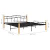 vidaXL Estructura cama sin colchón metal madera roble negro 200x200 cm