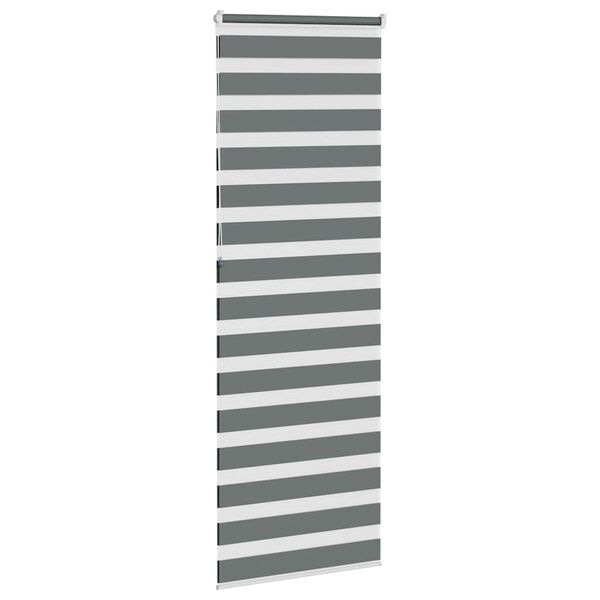 vidaXL Estor cebra gris oscuro 85x230cm tejido ancho 80,9 cm poli&eacute;ster