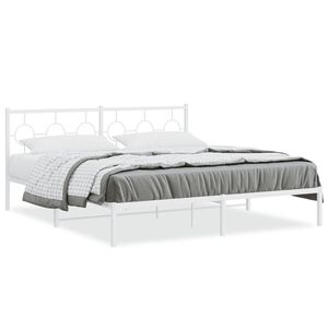 vidaXL Estructura cama sin colch&oacute;n con cabecero metal blanco 183x213cm