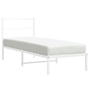vidaXL Estructura cama sin colch&oacute;n con cabecero metal blanco 75x190 cm