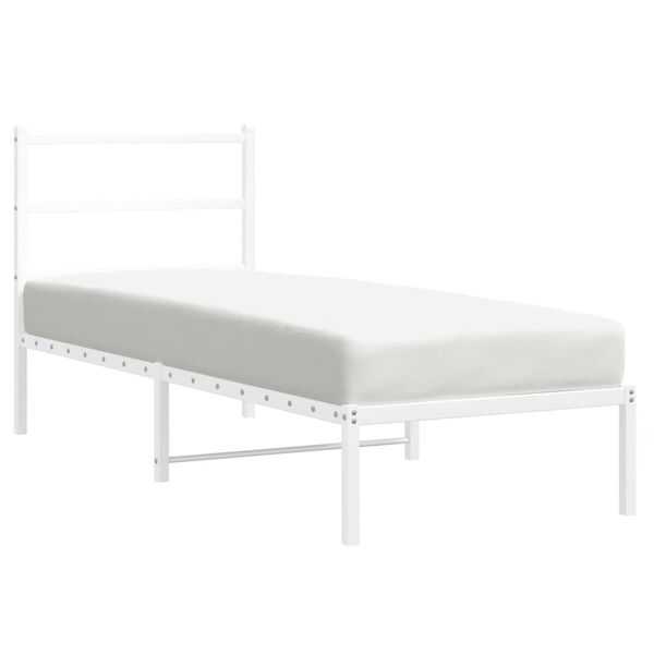 vidaXL Estructura cama sin colch&oacute;n con cabecero metal blanco 75x190 cm