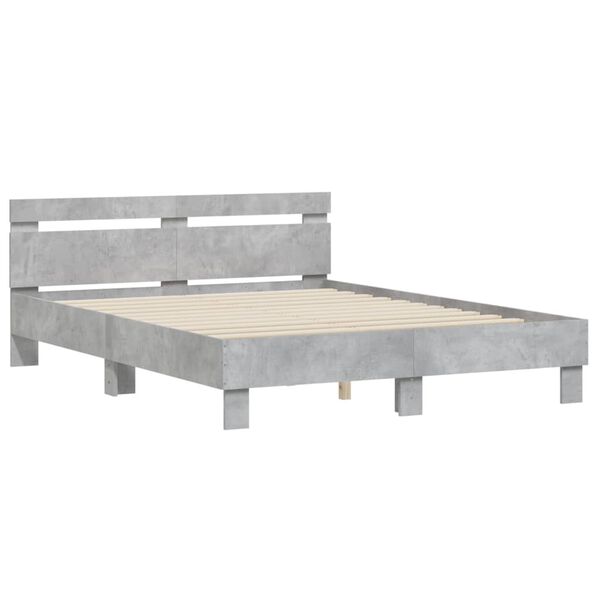 vidaXL Cama con cabecero madera de ingenier&iacute;a gris hormig&oacute;n 140x190 cm