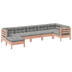 vidaXL Set de sof&aacute;s jard&iacute;n 7 pzas con cojines madera abeto Douglas