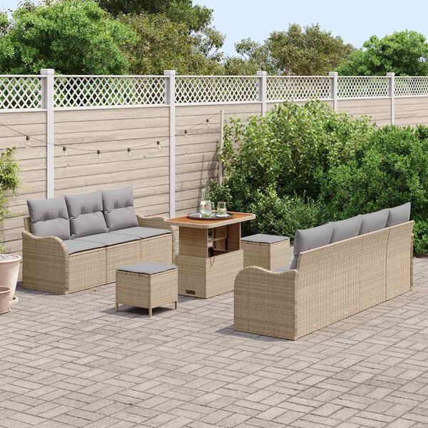 vidaXL Conjunto de sofás de jardín 10 pcs Beige ratán sintético