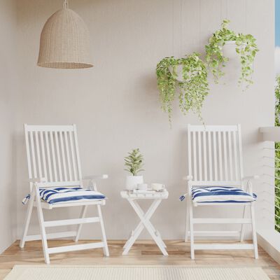 vidaXL Cojines de silla 2 uds tela Oxford rayas azul blanco 50x50x7 cm