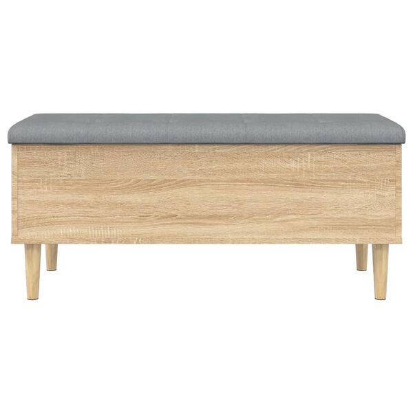 vidaXL Banco con almacenaje madera ingenier&iacute;a roble Sonoma 102x42x46cm