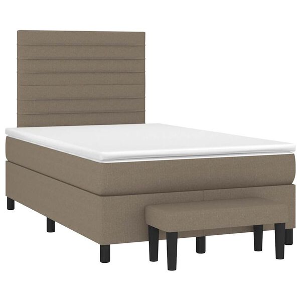 vidaXL Cama box spring con colch&oacute;n tela gris taupe 120x190 cm