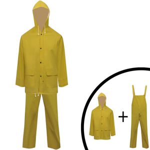 vidaXL Chubasquero impermeable reforzado capucha 2 pzas XL amarillo