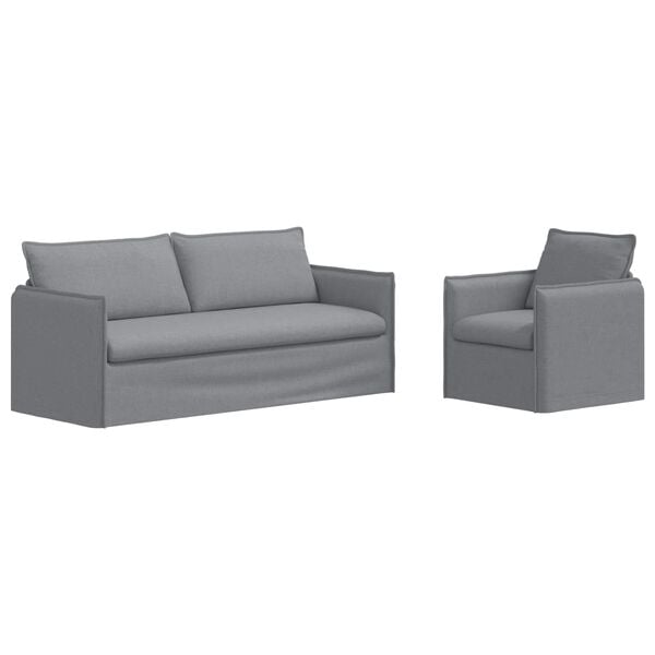 vidaXL Sof&aacute; 2 pcs Gris Claro 196 x 82 x 85 cm tela