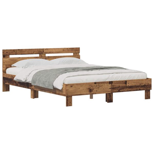 vidaXL Estructura de cama con cabecera Madera vieja 120 x 200 cm