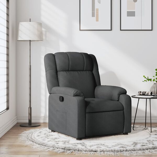 vidaXL Sill&oacute;n reclinable de tela gris oscuro