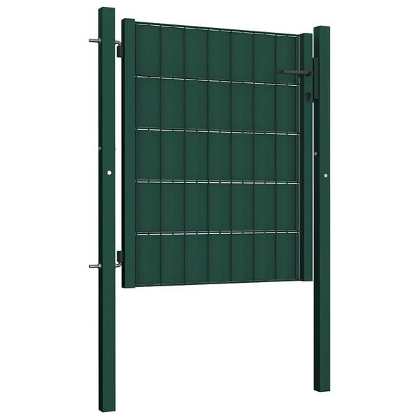 vidaXL Puerta de valla de PVC y acero 100 x 100 cm verde