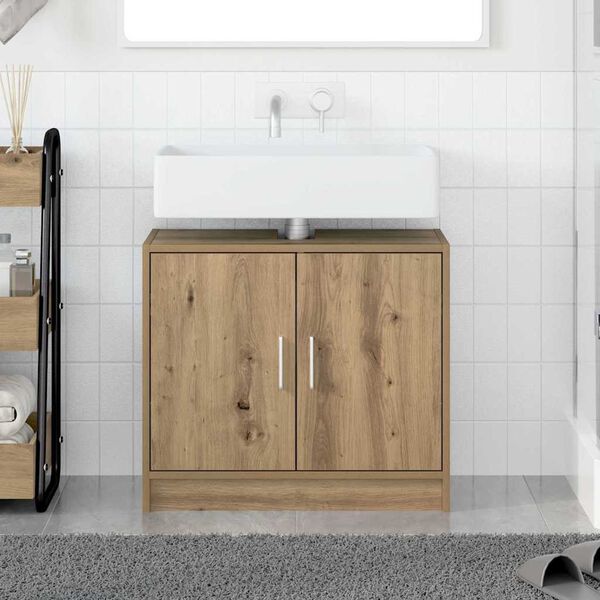 vidaXL Gabinete de Baño con puerta Roble artesanal 63 x 29 x 55 cm