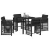 vidaXL Conjunto de Comedor de Jard&iacute;n 5 pcs Negro rat&aacute;n sint&eacute;tico