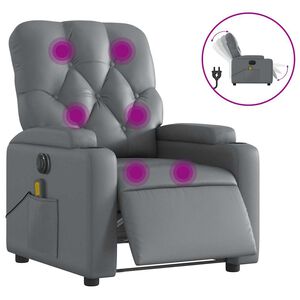 vidaXL Sill&oacute;n de masaje reclinable el&eacute;ctrico cuero sint&eacute;tico gris