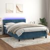 vidaXL Cama box spring colch&oacute;n y LED terciopelo azul oscuro 140x200 cm