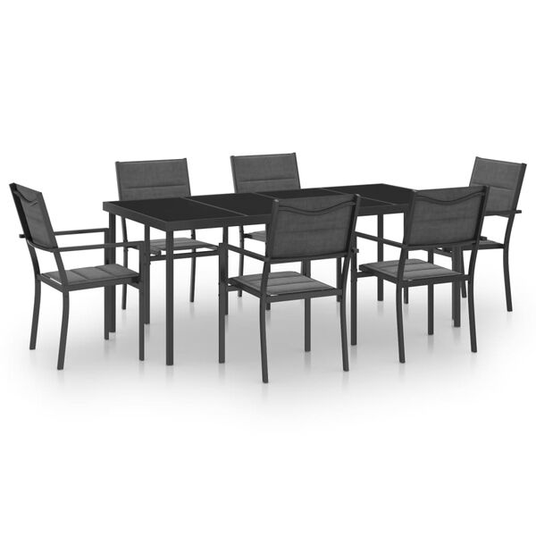 vidaXL Juego de comedor para jard&iacute;n 7 piezas acero