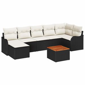 vidaXL Conjunto de sof&aacute;s de jard&iacute;n 8 uds. Negro rat&aacute;n sint&eacute;tico