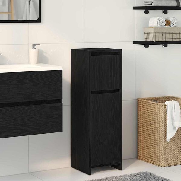 vidaXL Gabinete de Baño con cajón Roble Negro 30 x 30 x 95 cm