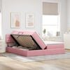 vidaXL Cama con tira de luces LED Rosa 180 x 200 cm Terciopelo