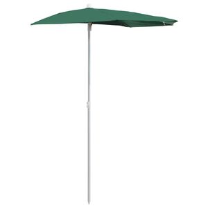 vidaXL Sombrilla de jard&iacute;n semicircular con palo verde 180x90 cm