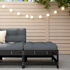 vidaXL Taburete de jard&iacute;n con coj&iacute;n madera maciza de pino negro