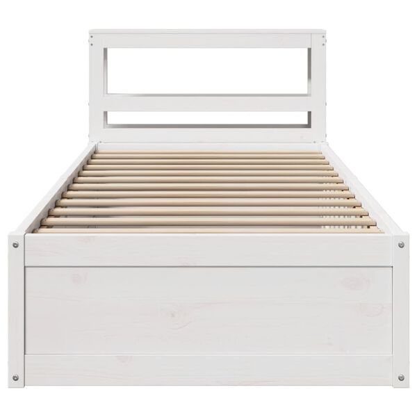 vidaXL Estructura de cama con cabecero madera de pino blanca 90x200 cm