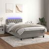 vidaXL Cama box spring colch&oacute;n y LED terciopelo gris claro 120x190 cm