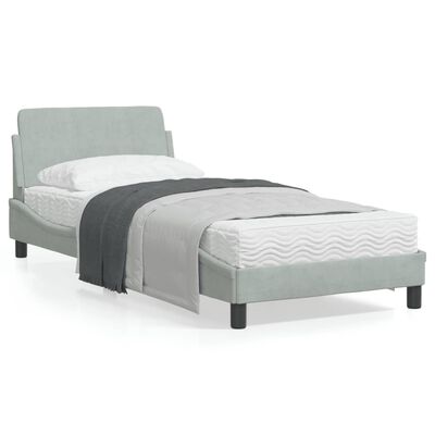 vidaXL Estructura de cama con cabecero terciopelo gris claro 80x200 cm