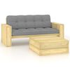 vidaXL Set de muebles de jard&iacute;n y cojines 2 pzas madera pino impregnada