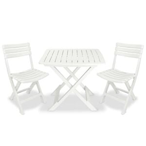 vidaXL Mesa y sillas bistr&oacute; de jard&iacute;n plegables 3 pzas pl&aacute;stico blanco