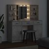 vidaXL Conjunto de mesa de vestidor con LED 3 pcs Gris Concreto