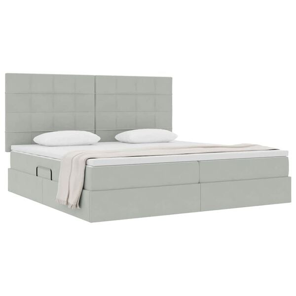 vidaXL Cama con almacenamiento y colch&oacute;n Gris Claro 200 x 200 cm