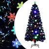 vidaXL &Aacute;rbol de Navidad copos de nieve LED fibra &oacute;ptica negro 150 cm