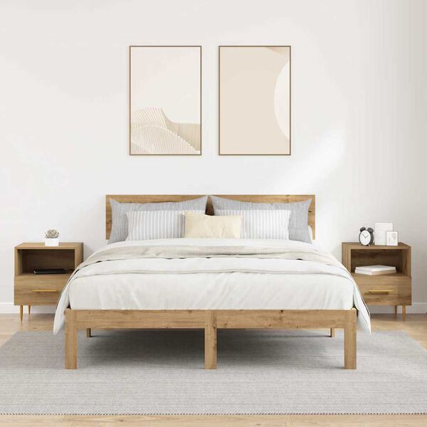 vidaXL Mesita de Noche con caj&oacute;n 2 pcs Marr&oacute;n 40 x 35 x 47,5 cm