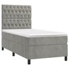 vidaXL Cama box spring colch&oacute;n y LED terciopelo gris claro 90x190 cm