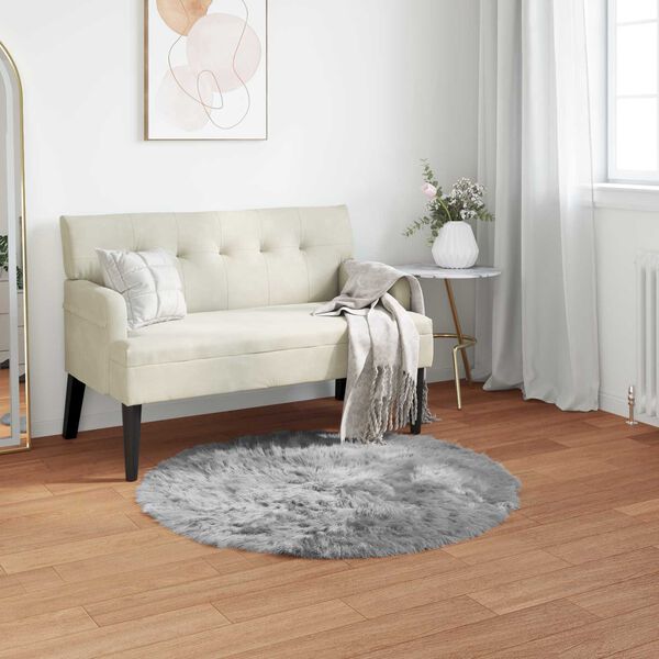 vidaXL Alfombra de Imitaci&oacute;n de Piel de Oveja Tafalla Gris &Oslash; 100 cm