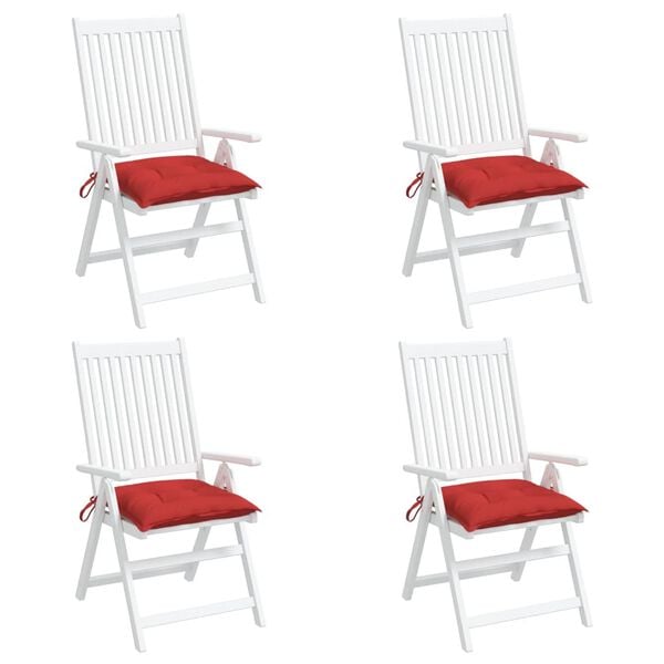 vidaXL Cojines de silla de jard&iacute;n 4 uds tela Oxford rojo 50x50x7 cm