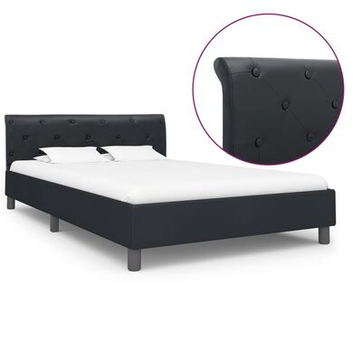 vidaXL Estructura de cama de cuero sintético negro 140x200 cm
