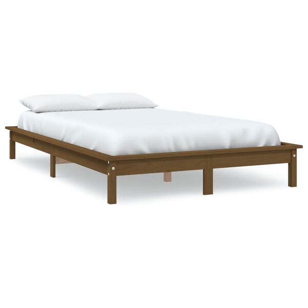 vidaXL Estructura de cama madera maciza de pino marr&oacute;n miel 200x200 cm