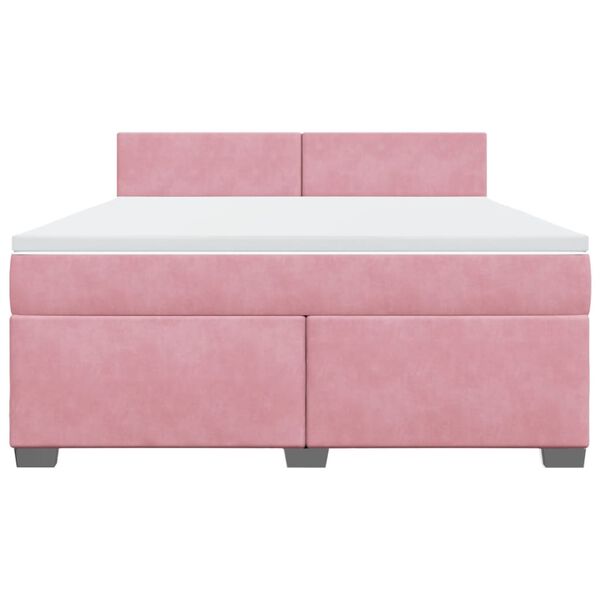 vidaXL Cama box spring con colch&oacute;n terciopelo rosa 180x200 cm