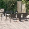 vidaXL Set de comedor de jard&iacute;n 9 pzas y cojines rat&aacute;n sint&eacute;tico negro