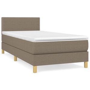 vidaXL Cama box spring con colch&oacute;n tela gris taupe 90x190 cm