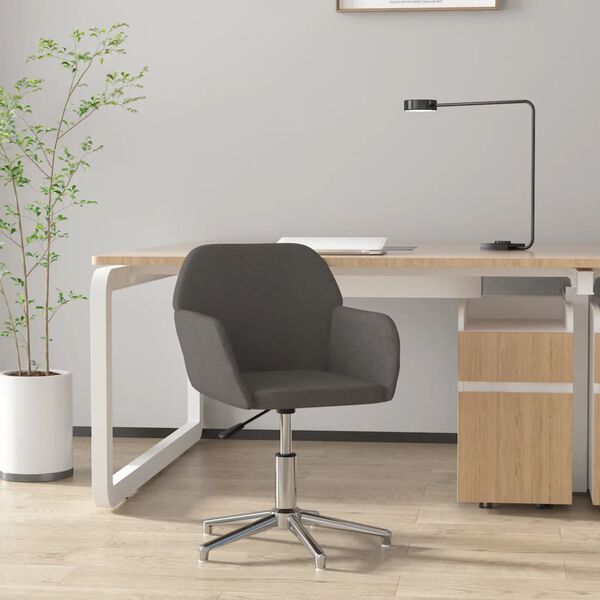 vidaXL Silla de oficina giratoria tela gris oscuro