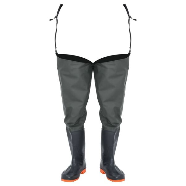 vidaXL Botas altas de agua de pesca verde oscuro talla 38