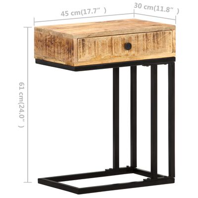 vidaXL Mesa auxiliar en forma de U madera maciza de mango 45x30x61 cm