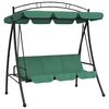vidaXL Banco columpio de jard&iacute;n con dosel tela y acero verde 198 cm