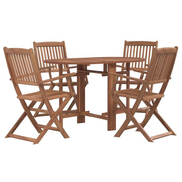 vidaXL Set comedor de jardín plegable 5 piezas madera maciza de acacia