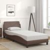 vidaXL Estructura de cama Dover cuero sint&eacute;tico marr&oacute;n 90x200 cm